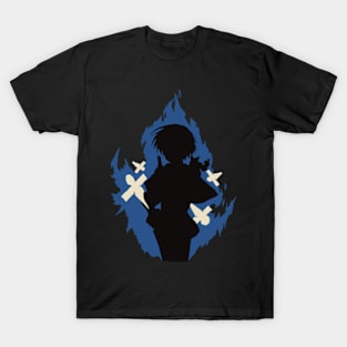 Seika Lamprogue Fire Aura with His Shikigami from The Reincarnation of the Strongest Exorcist in Another World or Saikyou Onmyouji no Isekai Tenseiki in Cool Simple Flat Silhouette T-Shirt